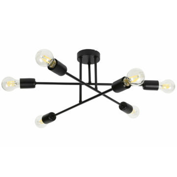 LEDLUX LX-1357 függesztett mennyezeti lámpa,6xE27, fekete