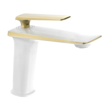Purus fürdőszobai mosdó csaptelep fehér-arany Purus fürdőszobai mosdó csaptelep fehér-arany