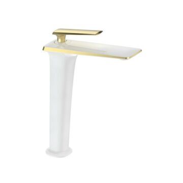Purus magasított fürdőszobai mosdó csaptelep fehér-arany Purus magasított fürdőszobai mosdó csaptelep fehér-arany