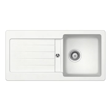 Schock Formhaus D-100L egymedencés gránit mosogató dugóemelő, szifonnal, fehér