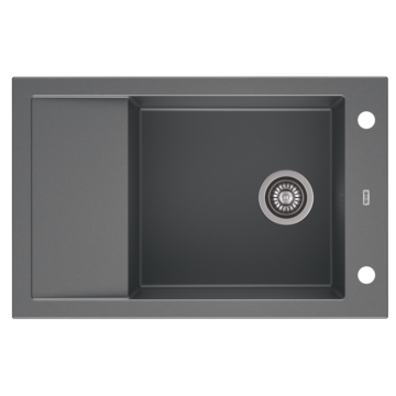 A-POINT 40 egymedencés gránit mosogató csepptálcával, automata dugóemelő, szifonkészlet, szürke A-POINT 40 egymedencés gránit mosogató csepptálcával, automata dugóemelő, szifonkészlet, szürke
