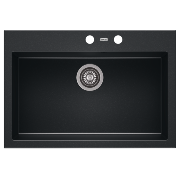 A-POINT 60 egymedencés gránit mosogató automata dugóemelő, szifonnal, fekete-szemcsés fényes A-POINT 60 egymedencés gránit mosogató automata dugóemelő, szifonnal, fekete-szemcsés fényes