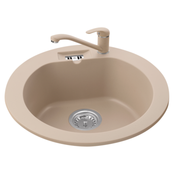 Malibu 10 kerek gránit mosogató, szifonnal bézs Malibu 10 kerek gránit mosogató, szifonnal bézs