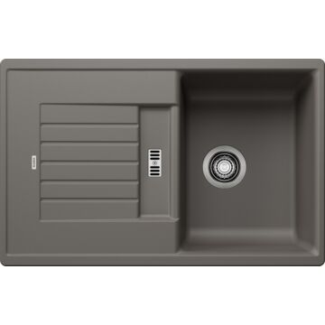 BLANCO ZIA 45S Silgranit egymedencés csepegtetőtálcás gránit mosogató, szifonnal, vulkánszürke