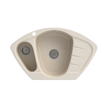 Brest gyümölcsmosós sarok gránit mosogató, szifonnal, bézs Brest gyümölcsmosós sarok gránit mosogató, szifonnal, bézs