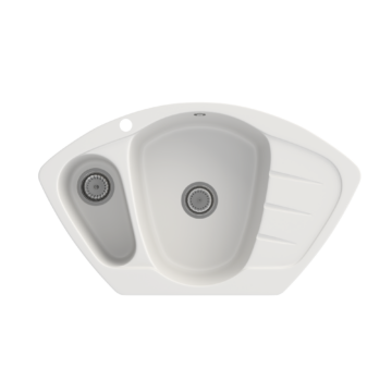 Brest gyümölcsmosós sarok gránit mosogató, szifonnal, fehér Brest gyümölcsmosós sarok gránit mosogató, szifonnal, fehér