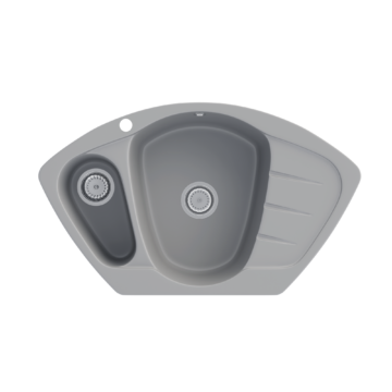 Brest gyümölcsmosós sarok gránit mosogató, szifonnal, szürke Brest gyümölcsmosós sarok gránit mosogató, szifonnal, szürke