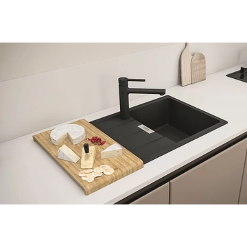 FRANKE CENTRO CNG-611-86 egymedencés gránit mosogató automata dugóemelő, szifonnal, matt fekete