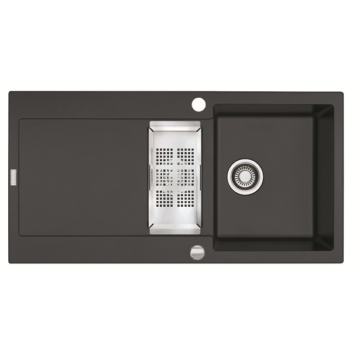 FRANKE MARIS MRG 651-A gyümölcsmosós gránit mosogató automata dugóemelő, szifonnal, fekete