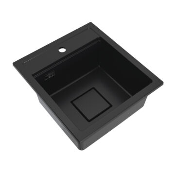 QUADRO 4550 egymedencés gránit mosogató automata dugóemelő, szifonnal, fekete QUADRO 4550 egymedencés gránit mosogató automata dugóemelő, szifonnal, fekete