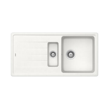 SCHOCK Element D-150 Cristalite Alpina gyümölcsmosós gránit mosogató, szifonnal, fehér