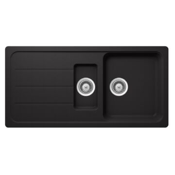 SCHOCK Formhaus D-150 Cristalite Nero gyümölcsmosós gránit mosogató, szifonnal, fekete