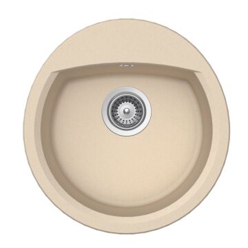 Schock Manhattan R-100 Cristalite Moonstone egymedencés kerek  gránit mosogató dugóemelő, szifonnal, bézs Schock Manhattan R-100 Cristalite Moonstone egymedencés kerek  gránit mosogató dugóemelő, szifonnal, bézs