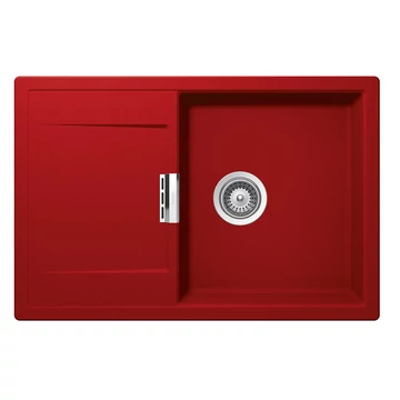 Schock Mono D-100 Cristadur Rouge egymedencés gránit mosogató dugóemelő, szifonnal, piros
