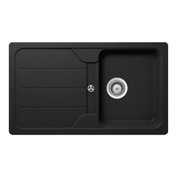 Schock Formhaus D-100 Cristalite Nero 860 x 500 mm gránit mosogató dugóemelő, szifonnal, fekete