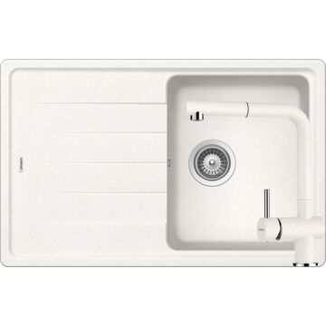 Schock Element D-100S egymedencés gránit mosogató szett dugóemelő, szifonnal, Schock Epos Ext, fehér Schock Element D-100S egymedencés gránit mosogató szett dugóemelő, szifonnal, Schock Epos Ext, fehér