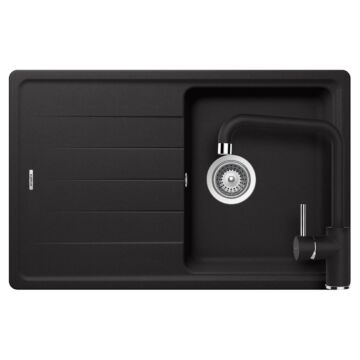 Schock Element D-100S egymedencés gránit mosogató szett dugóemelő, szifonnal, Schock Fonos, fekete
