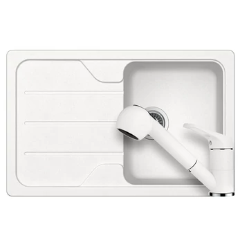 Schock Formhaus D-100S gránit mosogató szett, Schock Cosmo Ext csaptelep, fehér
