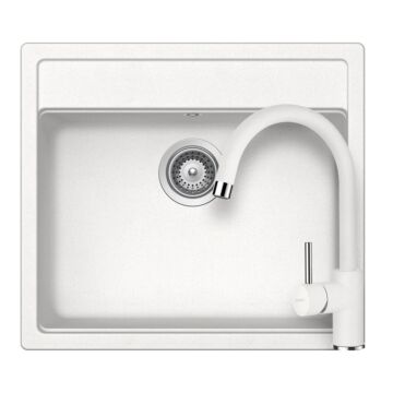 Schock Nemo N-100 Cristalite Alpina egymedencés gránit mosogató szett, szifonnal, Schock Plutos csaptelep,fehér