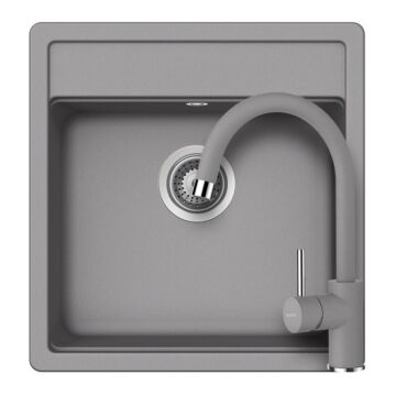 Schock Nemo N-100S Cristalite Croma egymedencés gránit mosogató szett dugóemelő, szifonnal, szürke