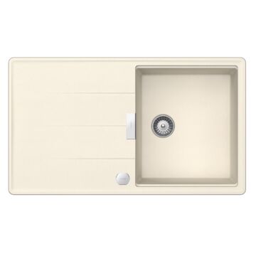 Schock Tia D-100 egymedencés gránit mosogató automata dugóemelő, szifonnal, krémfehér 