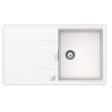 Schock Tia D-100 egymedencés gránit mosogató automata dugóemelő, szifonnal, fehér Schock Tia D-100 egymedencés gránit mosogató automata dugóemelő, szifonnal, fehér