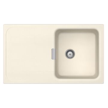 Schock Wembley D-100 Cristadur Magnolia egymedencés gránit mosogató dugóemelő, szifonnal, krémfehér