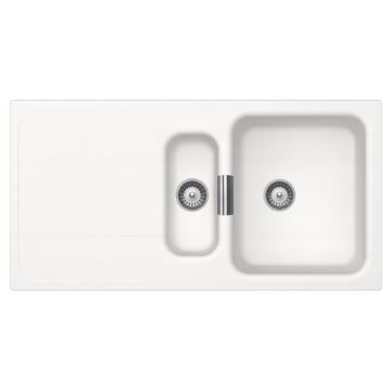 SCHOCK Wembley D-150 Cristadur Polaris gyümölcsmosós gránit mosogató, szifonnal, fehér