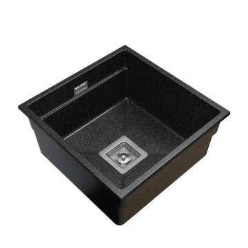 Gamma Decor 4445 egymedencés gránit mosogató, szifonnal, fekete-arany-szemcsés