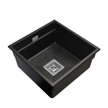 Gamma Decor 4445 egymedencés gránit mosogató, szifonnal, fekete-szemcsés