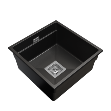 Gamma Decor 4445 egymedencés gránit mosogató, szifonnal, fekete