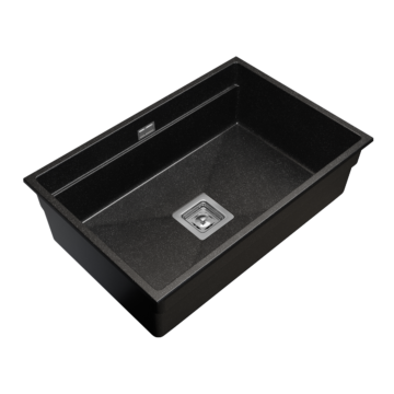 Gamma Decor 7050 egymedencés gránit mosogató, szifonnal, fekete-szemcsés