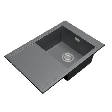Design 7050 csepegtetőtálcás egymedencés gránit mosogató, szifonnal, szürke