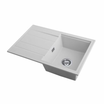 Modern 8050 csepegtetőtálcás egymedencés gránit mosogató, szifonnal, fehér Modern 8050 csepegtetőtálcás egymedencés gránit mosogató, szifonnal, fehér