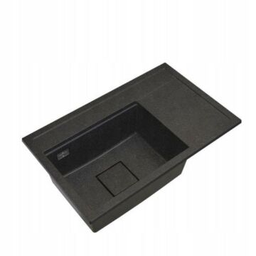 Gamma Quadro 8151 gránit mosogató, szifonnal, fekete-szemcsés színben