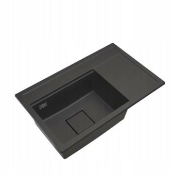 Gamma Quadro 8151 gránit mosogató, szifonnal, fekete színben