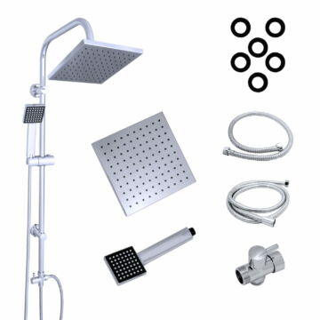 Zen9 esőztető zuhanyszett szögletes zuhanyfejjel króm