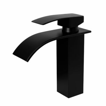 Elva fürdőszobai mosdó csaptelep vízesés alakú vízsugárral fekete Elva fürdőszobai mosdó csaptelep vízesés alakú vízsugárral fekete