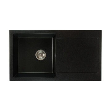 Alex mosogató szett 2 féle választható csapteleppel (Beta, Steel) szifonnal fekete-szemcsés színben