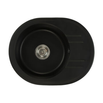 Bella kerek gránit mosogató szifonnal fekete Bella kerek gránit mosogató szifonnal fekete