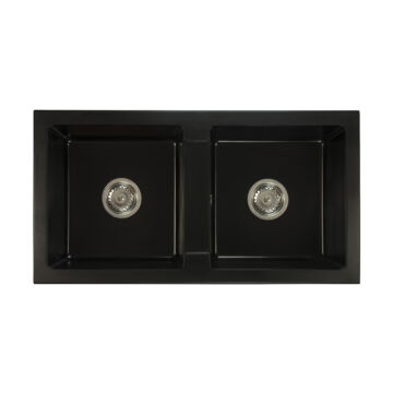 Borys kétmedencés gránit mosogató szifonnal fekete Borys kétmedencés gránit mosogató szifonnal fekete