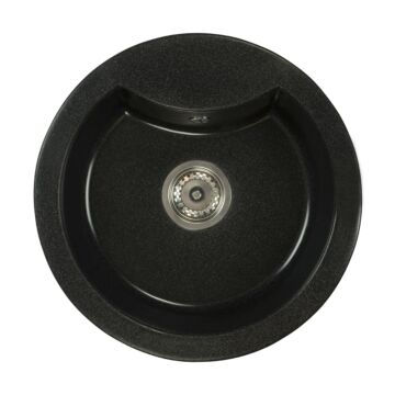 Mila kerek gránit mosogató szifonnal fekete-szemcsés