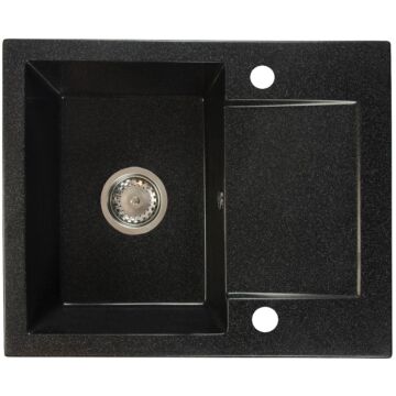 DONZO egymedencés gránit mosogató automata dugóemelő, szifonnal, fekete-szemcsés