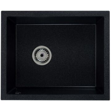 FELEIX 50 egymedencés gránit mosogató automata dugóemelő, szifonnal, fekete-szemcsés FELEIX 50 egymedencés gránit mosogató automata dugóemelő, szifonnal, fekete-szemcsés