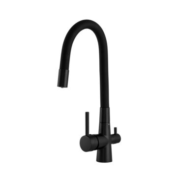 Flex három utas konyhai csaptelep flexibilis kifolyóval, fekete Flex három utas konyhai csaptelep flexibilis kifolyóval, fekete