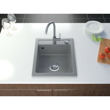 Start Don egymedencés gránit mosogató automata dugóemelő, szifonnal, szürke Start Don egymedencés gránit mosogató automata dugóemelő, szifonnal, szürke