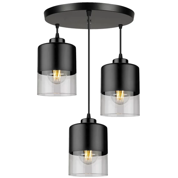 LEDLUX LX-1276 függesztett mennyezeti lámpa,3xE27, fekete