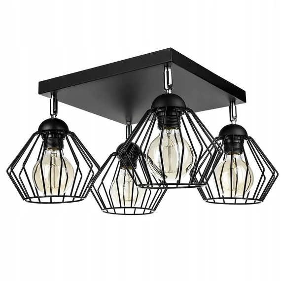 LEDLUX LX-1088 függesztett mennyezeti lámpa,4xE27, fekete