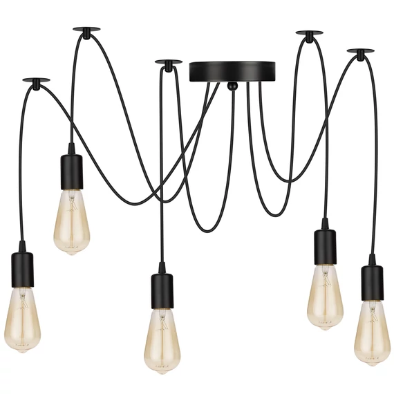 LEDLUX LX-1402 függesztett mennyezeti lámpa,5xE27, fekete