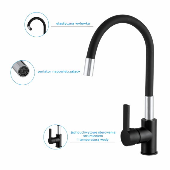 Flex 2 konyhai csaptelep fekete-króm